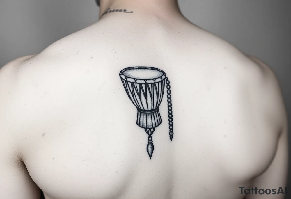 Generate small tatoo of an african drum and a bead arm ban. all tatoos should be near each other on the wrist tattoo idea