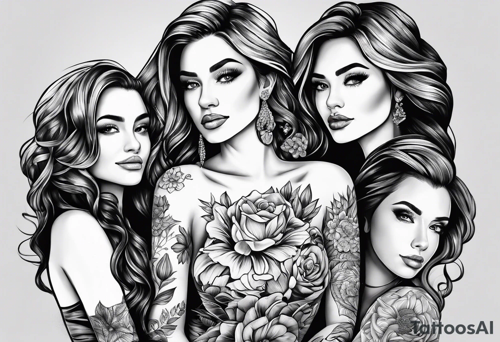 Mum with her 3 daughters tattoo idea