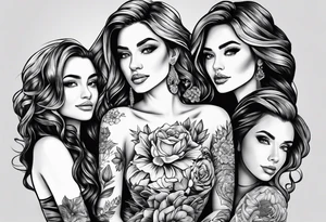 Mum with her 3 daughters tattoo idea