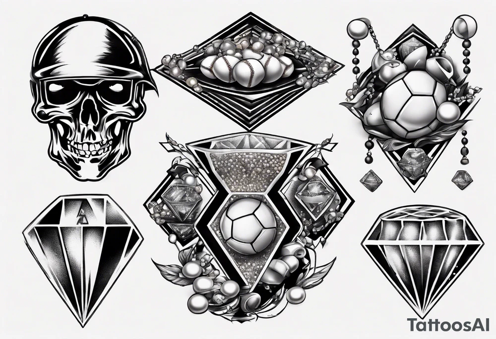 Dad drums diamonds pearls football sports tattoo idea