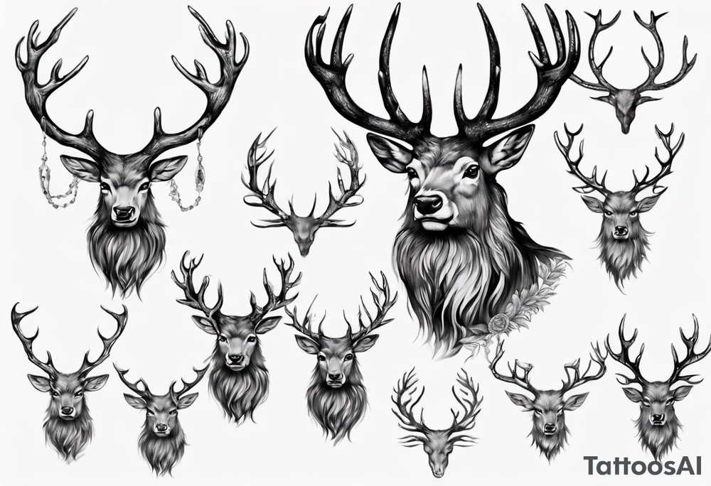 Majestic stag with antlers tattoo idea