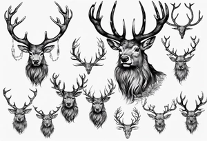 Majestic stag with antlers tattoo idea