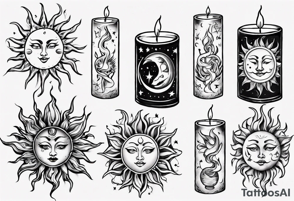 Sun. Moon. Candle. tattoo idea