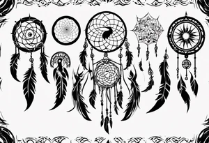 Phoenix flying flaming dream catcher tattoo idea