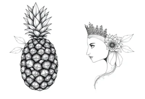 Pineapple,Pubic crown diamond vagina and anus tattoo idea