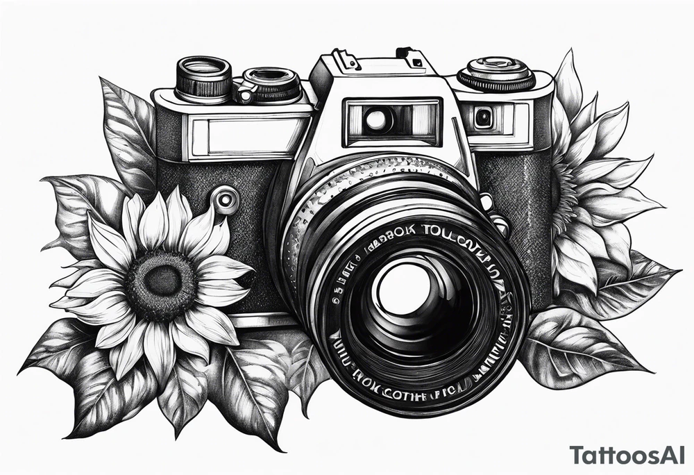 Sunflower, book, camera tattoo idea