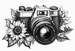 Sunflower, book, camera tattoo idea