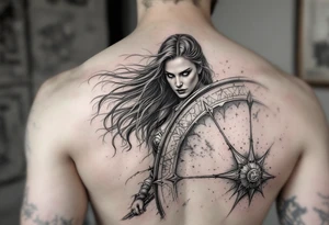 Shield maiden getting ready for battle tattoo idea