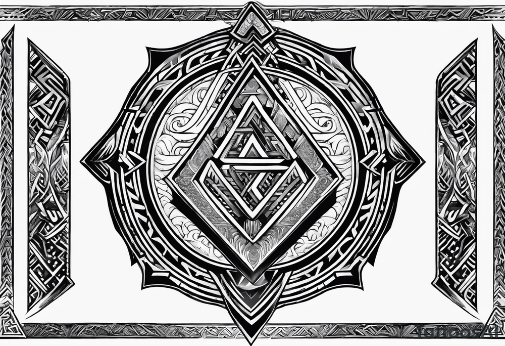 Valhalla  round 
shield axe sword valknut tattoo idea