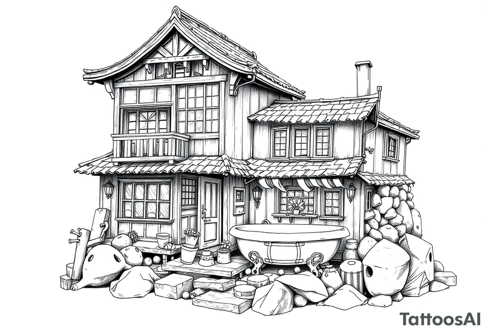 bath house from spirited away tattoo idea