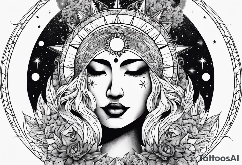 Sun and moon no faces tattoo idea