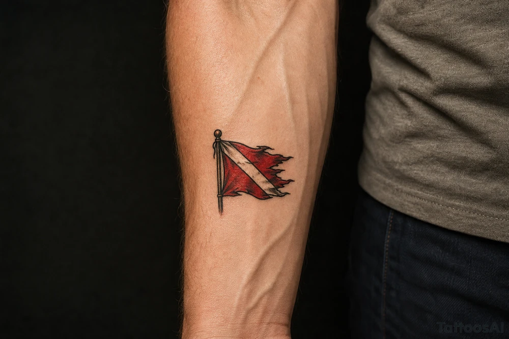 tattered dive flag tattoo idea