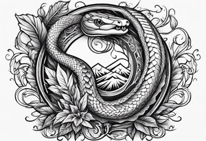 elongated snake with leaves and vines  forearm tattoo tattoo idea