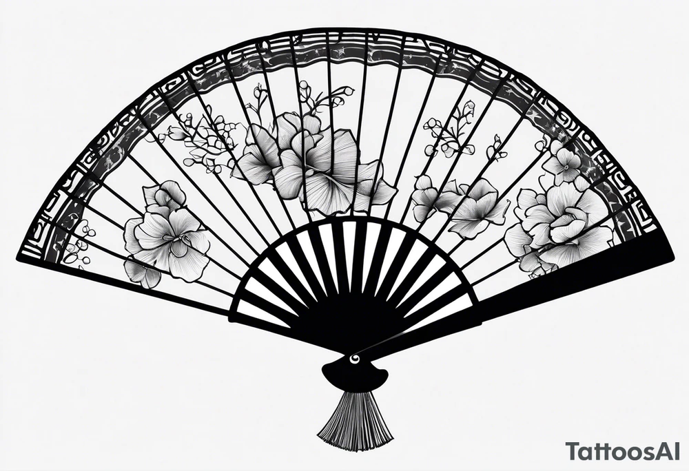 Basic Black Japanese fan tattoo idea