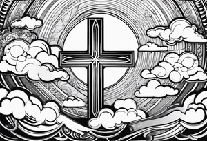cross with clouds tattoo idea