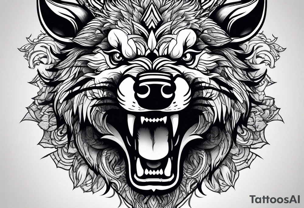 angry boar front tattoo idea
