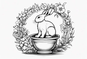Side view outline of bunny with heart and honey pot minimalistic tattoo tattoo idea
