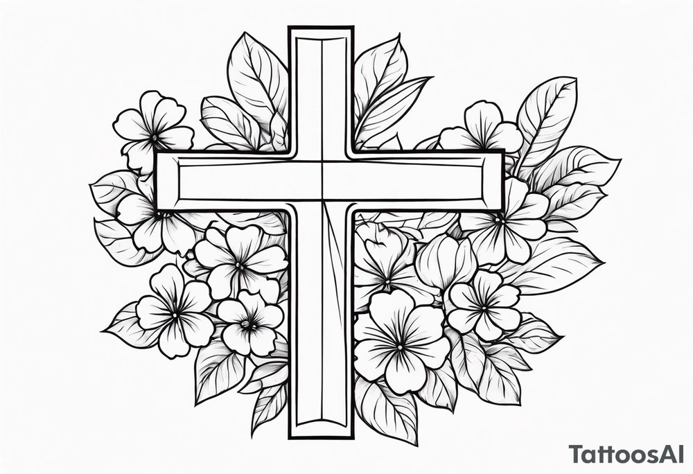 Cross with flowers tattoo idea