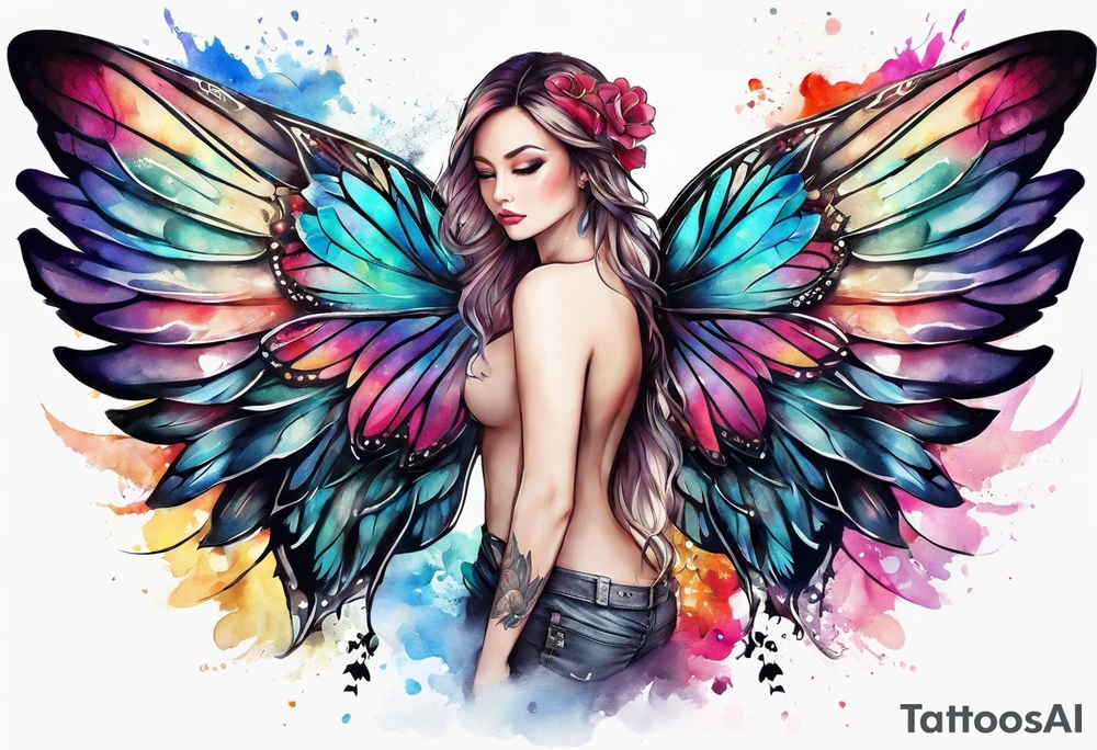 One Angel wing with butterfly with your wings were ready but my heart was not tattoo idea