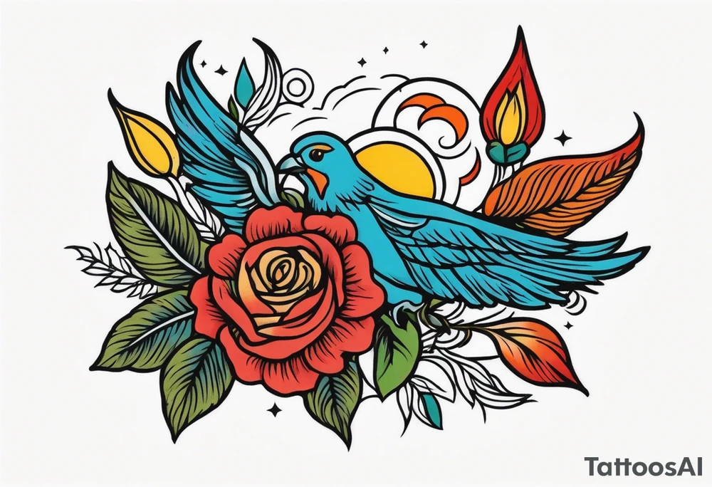 heaven vintage tattoo style old school traditional bold color tattoo idea