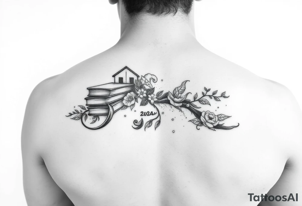 A black and white tattoo that will go on side of the wrist. This is for someone who loves ocean, travel and books. tattoo idea