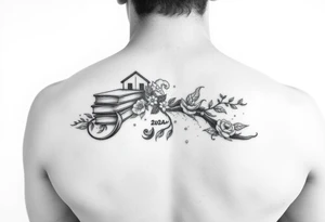 A black and white tattoo that will go on side of the wrist. This is for someone who loves ocean, travel and books. tattoo idea