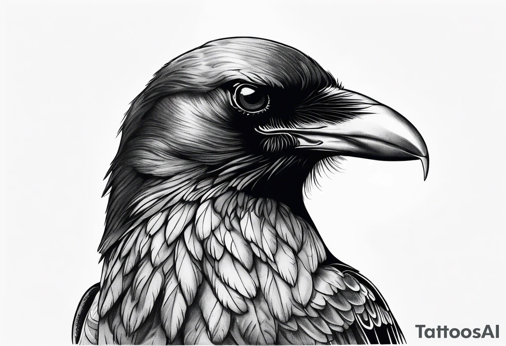crow looking back twisted neck tattoo idea