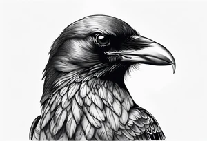 crow looking back twisted neck tattoo idea