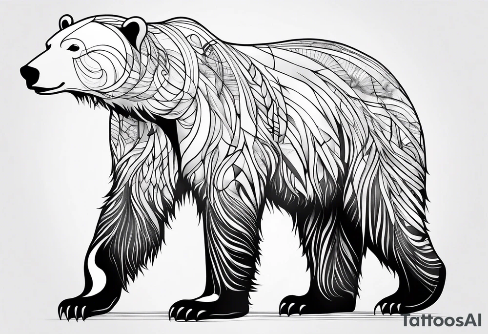 Polar bear in a minimalist but masculine
way tattoo idea