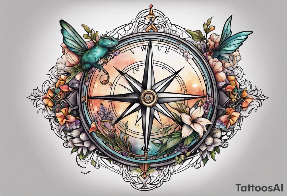 Dead rabbit fairy compass tattoo idea