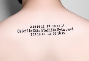 Morse code

Cecilio
Teofila
Eva
Joel
Gigi
Cris Jay
Jonel tattoo idea