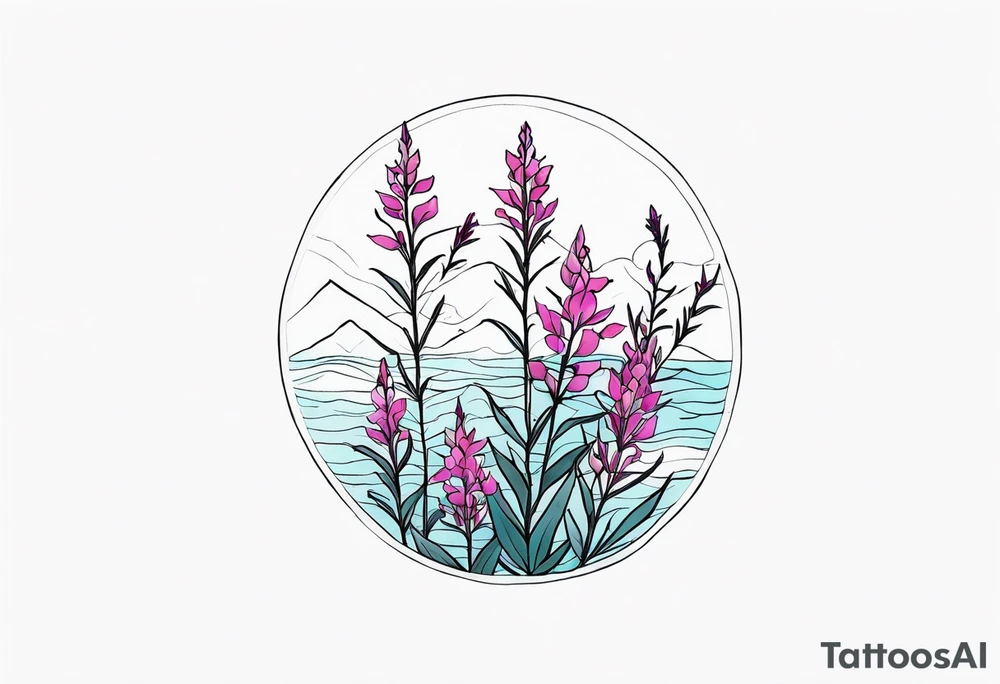 ocean and fireweed tattoo idea