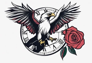 eagle, rose, clock , love tattoo idea