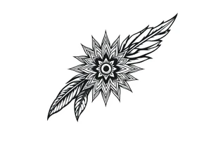 spiritual bold line feather indian mandala shaman tattoo idea