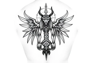 "Anubis in ufo 

Style: sacral geometry blackwork. Thigh/calf placement." tattoo idea