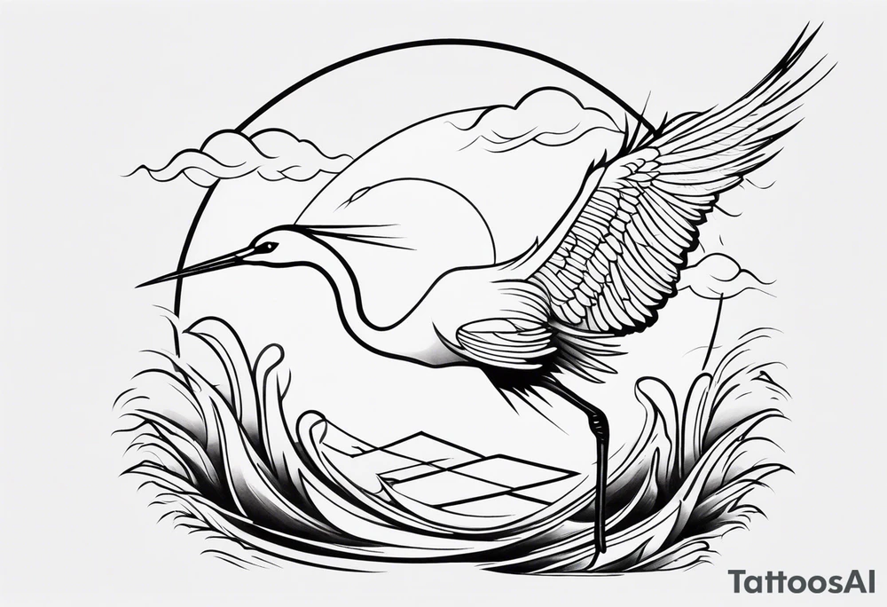 Japanese crane tattoo idea