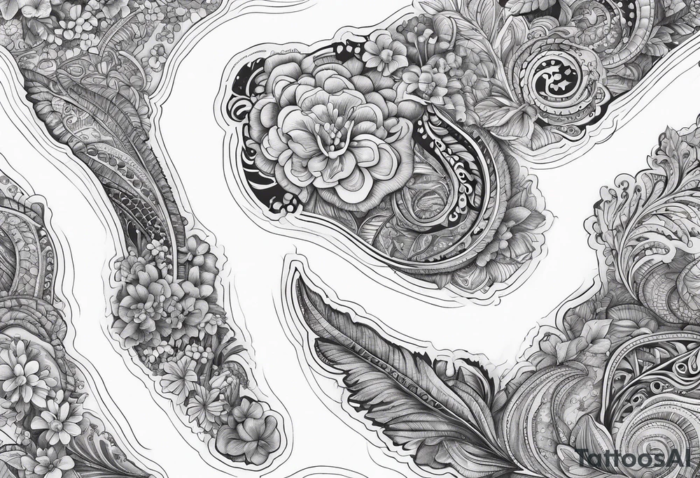 Hawaii island chain map paisley tattoo idea