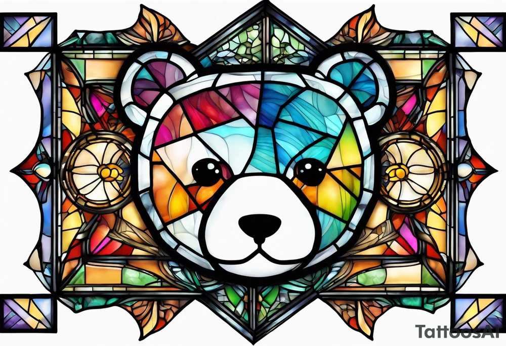 Teddy bear stained glass tattoo idea