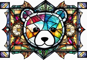 Teddy bear stained glass tattoo idea