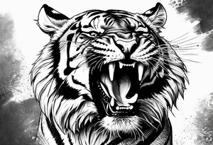 Realistic Fierce tiger roaring tattoo idea