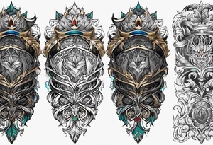 greaves armor 
front and back tattoo idea