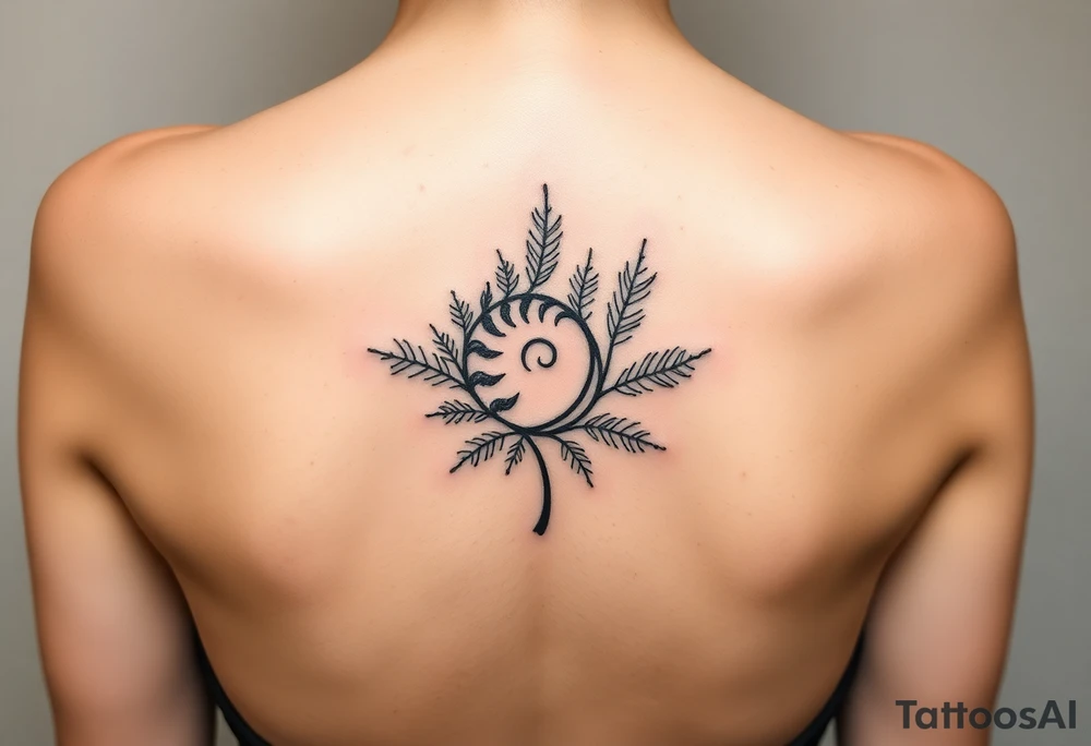Small spiral
 firn leaf moving clockwise tattoo idea
