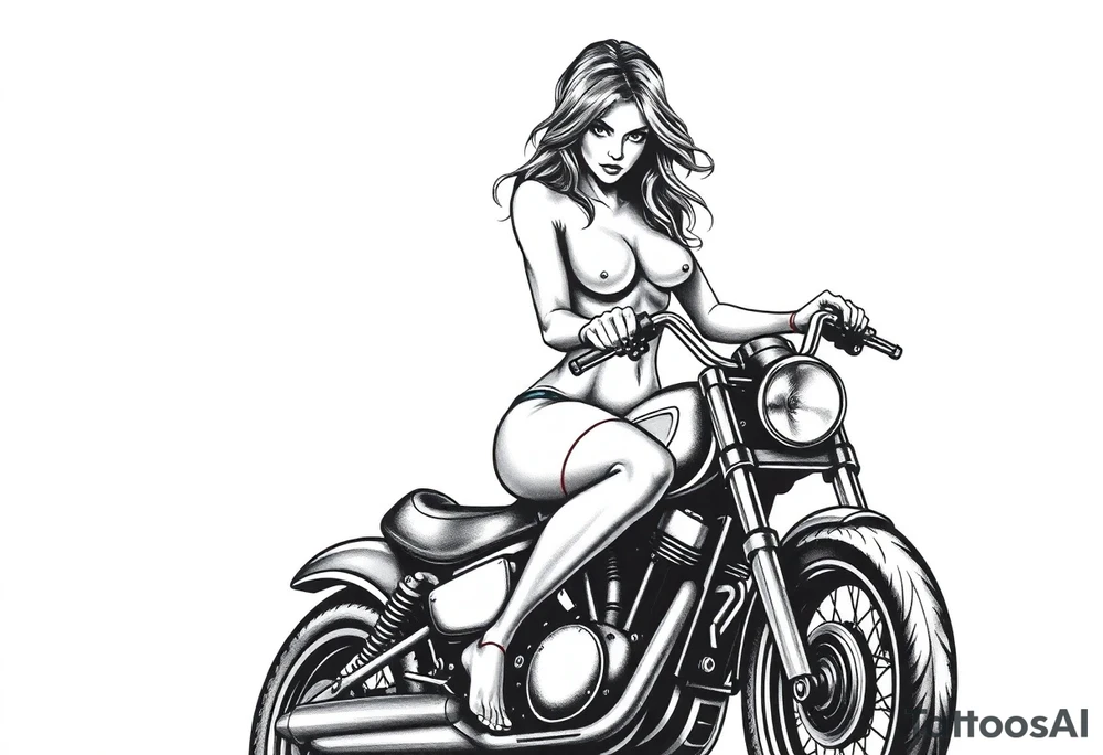 naked girl on motorcycle, slut, angry tattoo idea