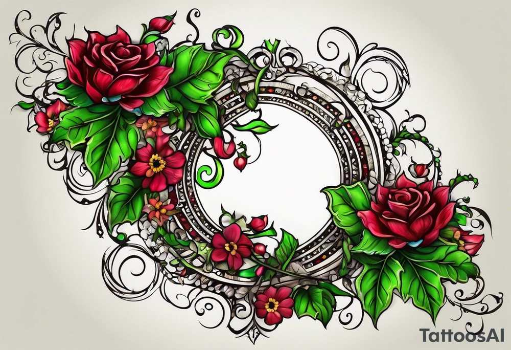 A vine around my ankle with my kids names and birthflowers: Justin born in August, Ruby born in November, Dalton born in February, Austin born in September, Tyler born in January, Dennis born in July and Tanner born in July tattoo idea