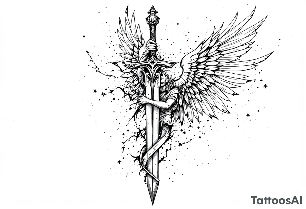 Relentless, sword, Christian, family, happiness tattoo idea