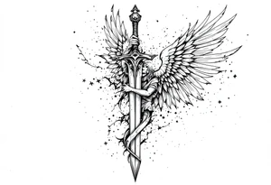 Relentless, sword, Christian, family, happiness tattoo idea