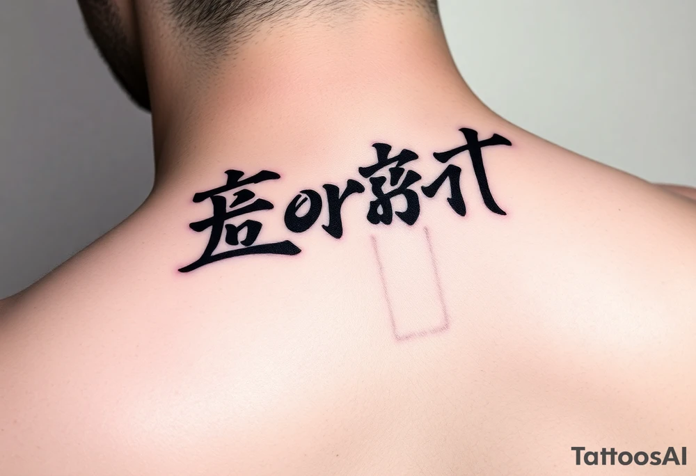 Eternity in
font Japanese style going down on neck tattoo idea