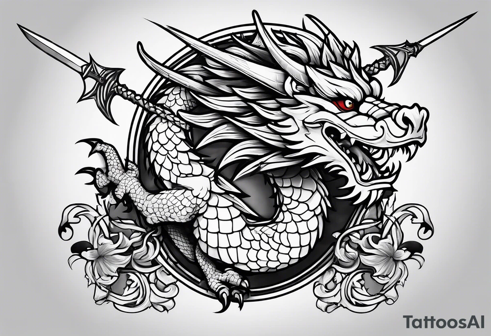 Welsh dragon clutching 3 spears. tattoo idea