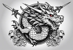 Welsh dragon clutching 3 spears. tattoo idea