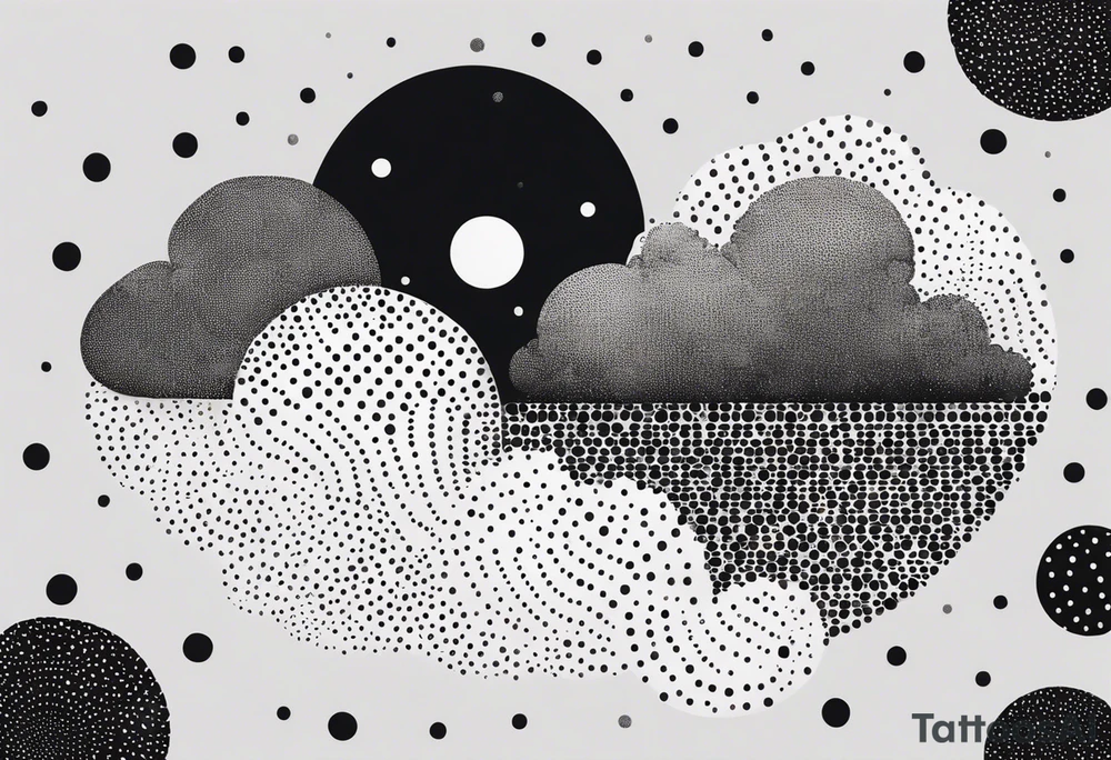 Geometric clouds tattoo idea